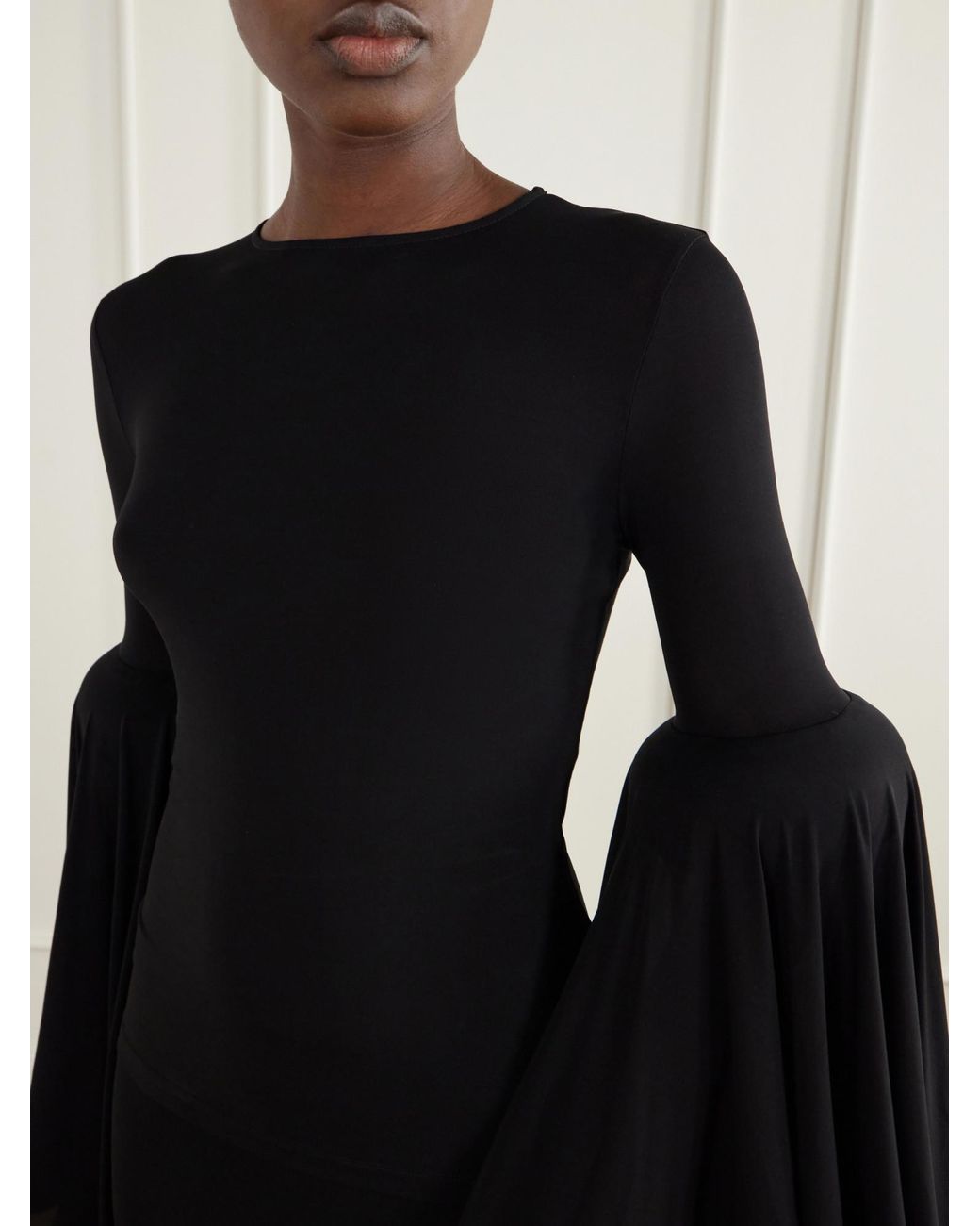 Jean Paul Gaultier Black Gathered Jersey Blouse