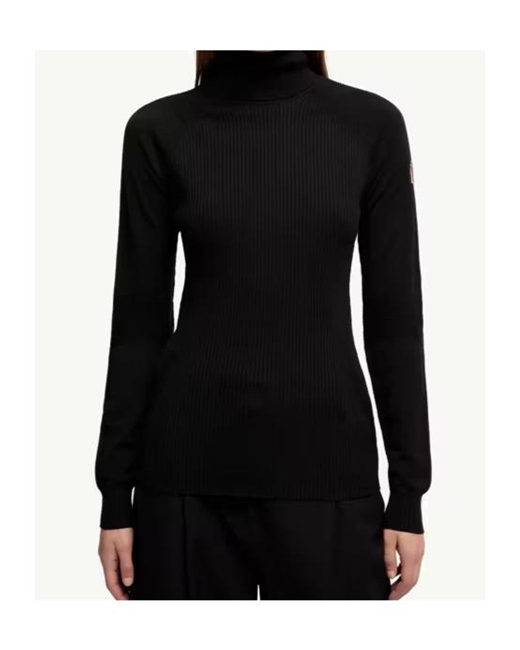 Moncler Black Wool Blend Polo Neck Jumper