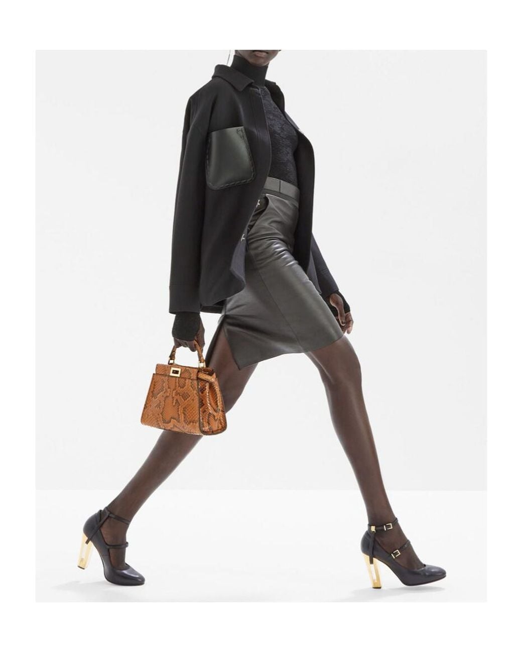 Fendi Black Belted Button-Down Jacket