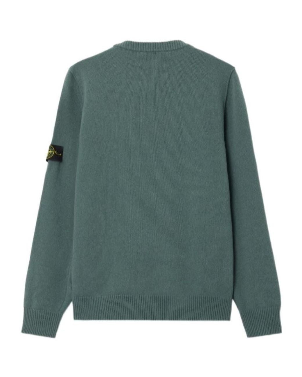 Stone Island Green Logo Patch Crewneck Sweater for men