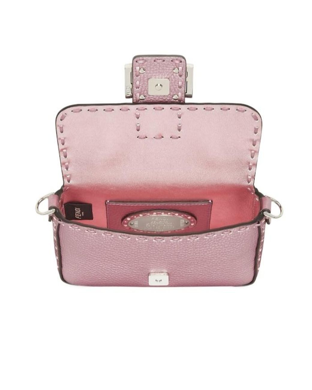 Fendi Pink Metallic Selleria Bag With 309 Hand-Sewn Topstitches