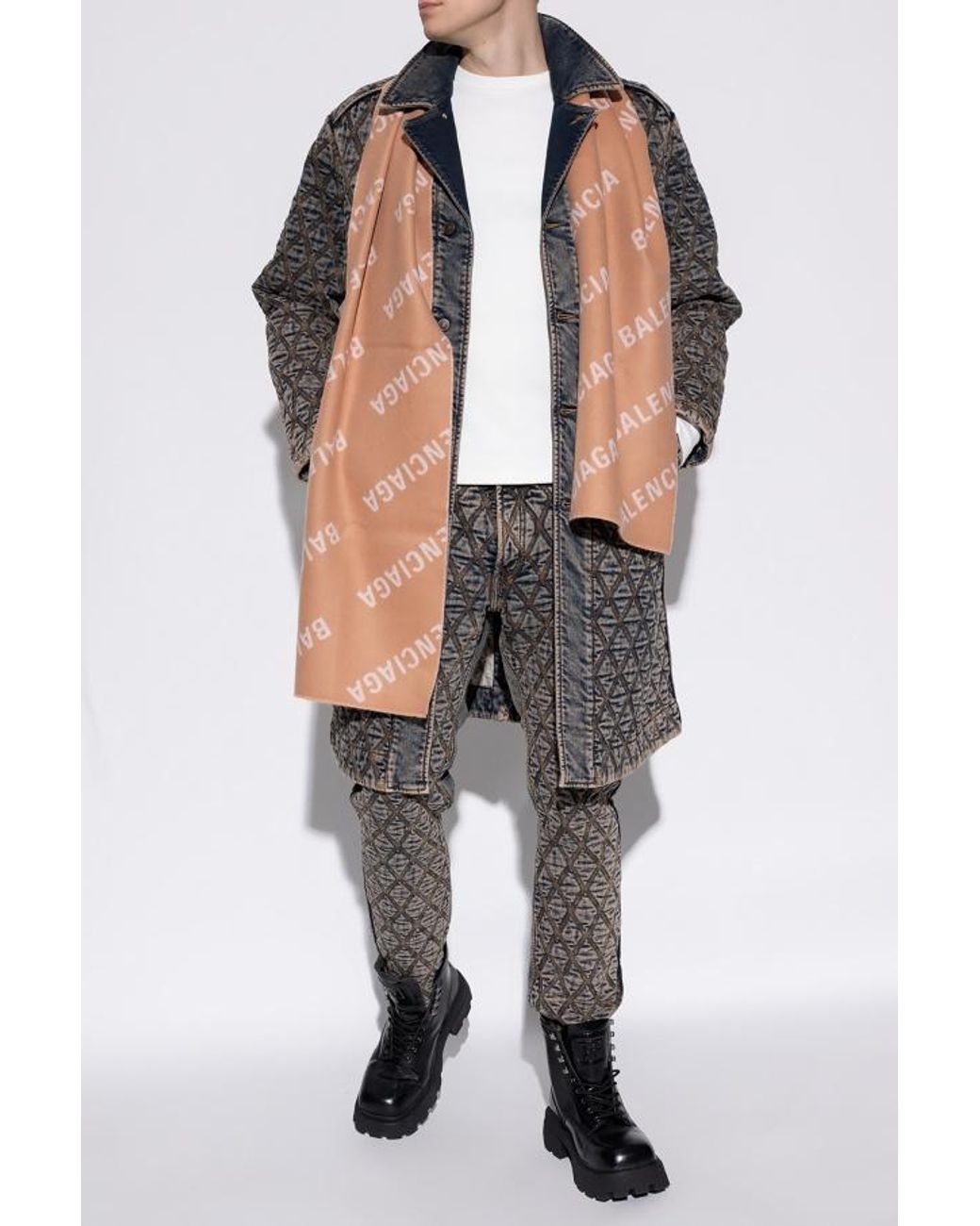 DIESEL Gray Quilted Diamond Pattern Straight-Leg Jeans for men