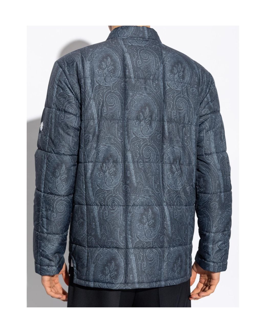 Etro Blue Grosgrain Quilted Overshirt for men