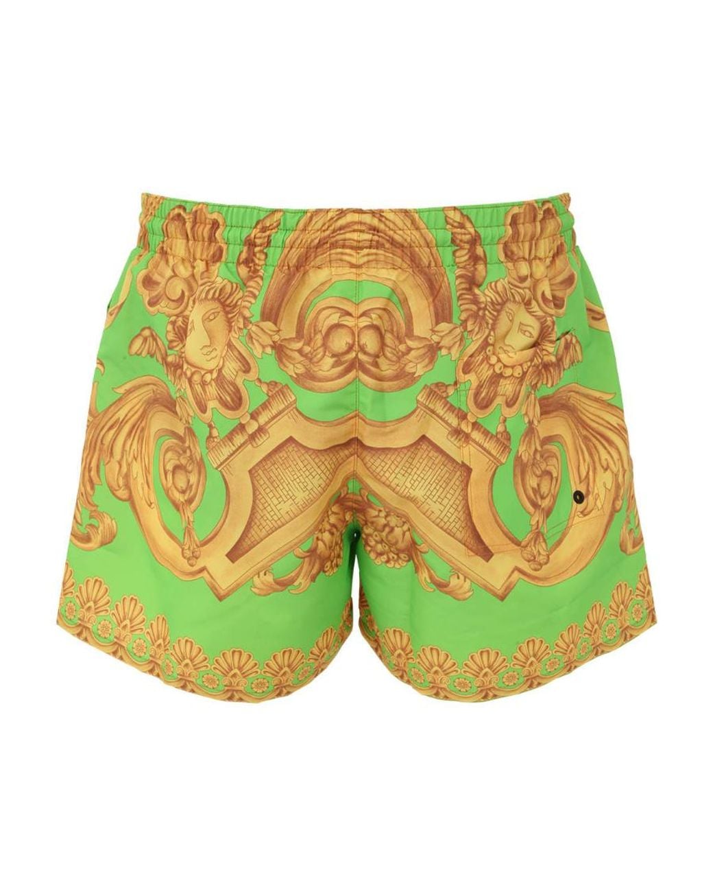 Versace Green Baroque-Print Swim Shorts for men