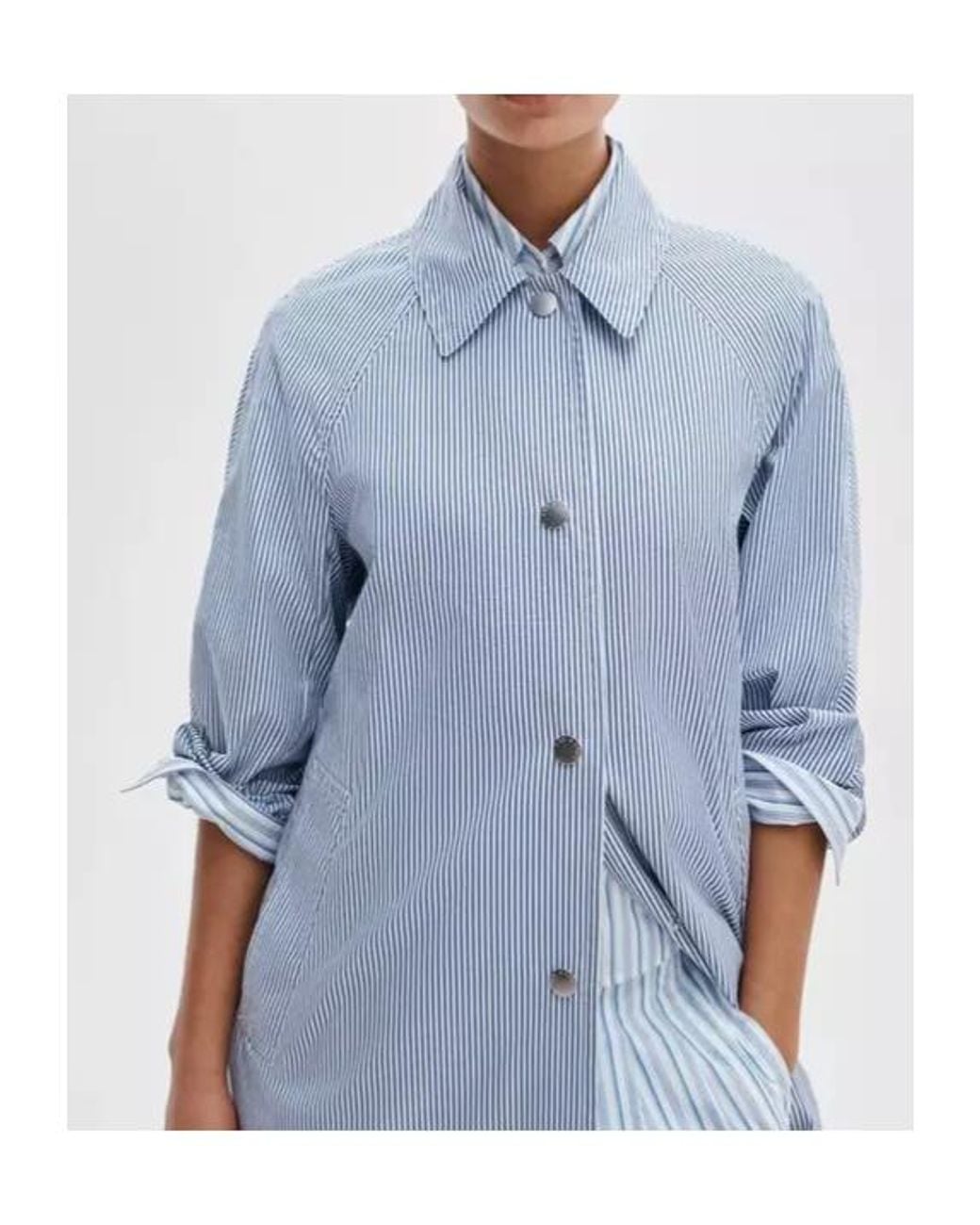Rag & Bone Blue Striped Button-Front Coat