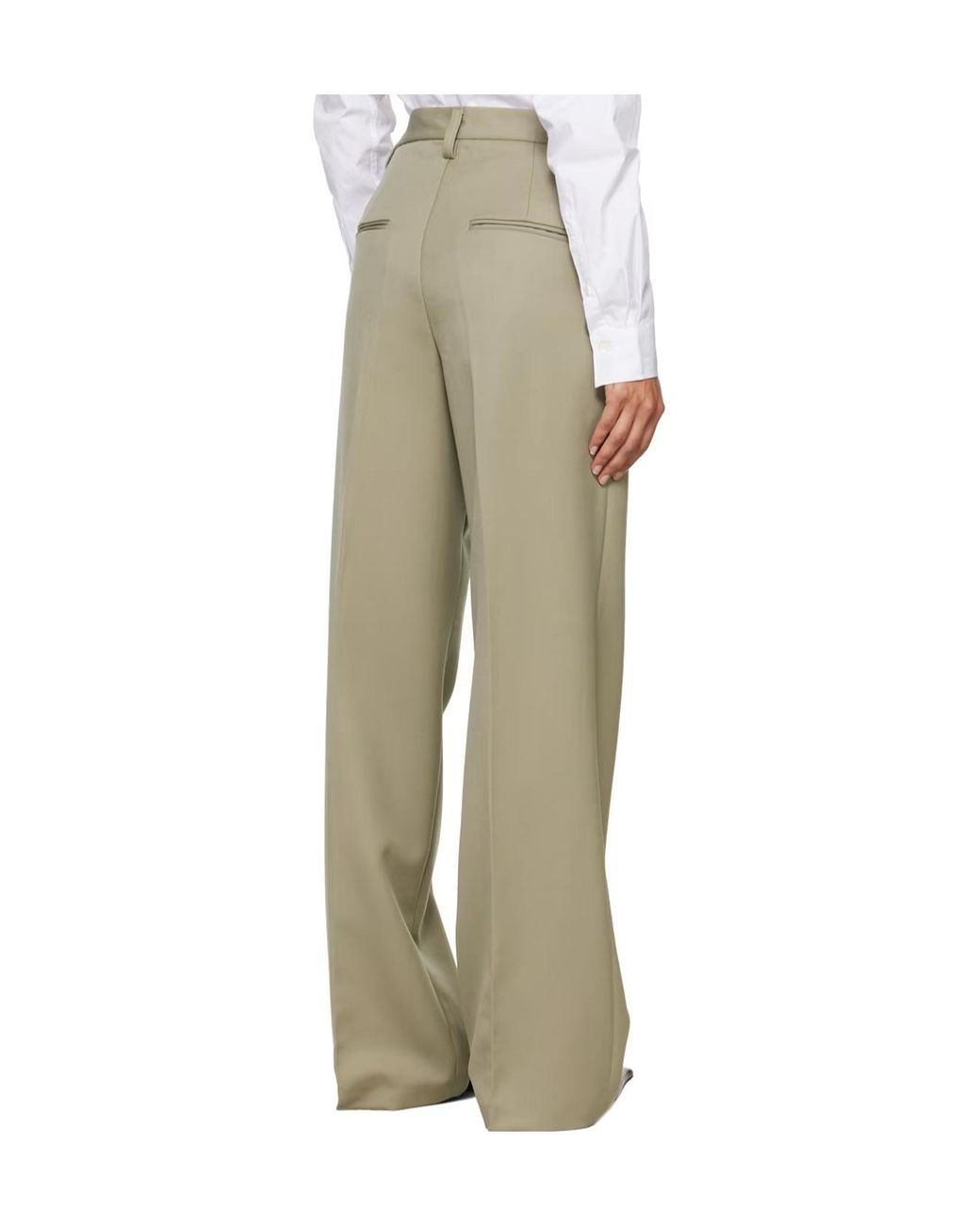 Anine Bing Green Carrie High Waist Wide-Leg Trousers