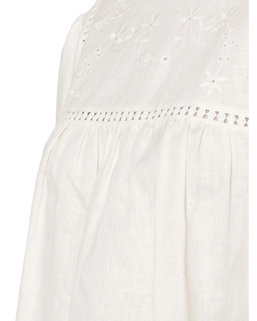 Weekend by Maxmara White Floral-Embroidered Panelled Top