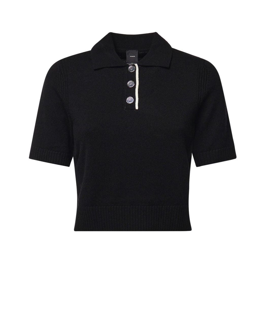 Pinko Black Short Sleeved Buttoned Polo Jumper