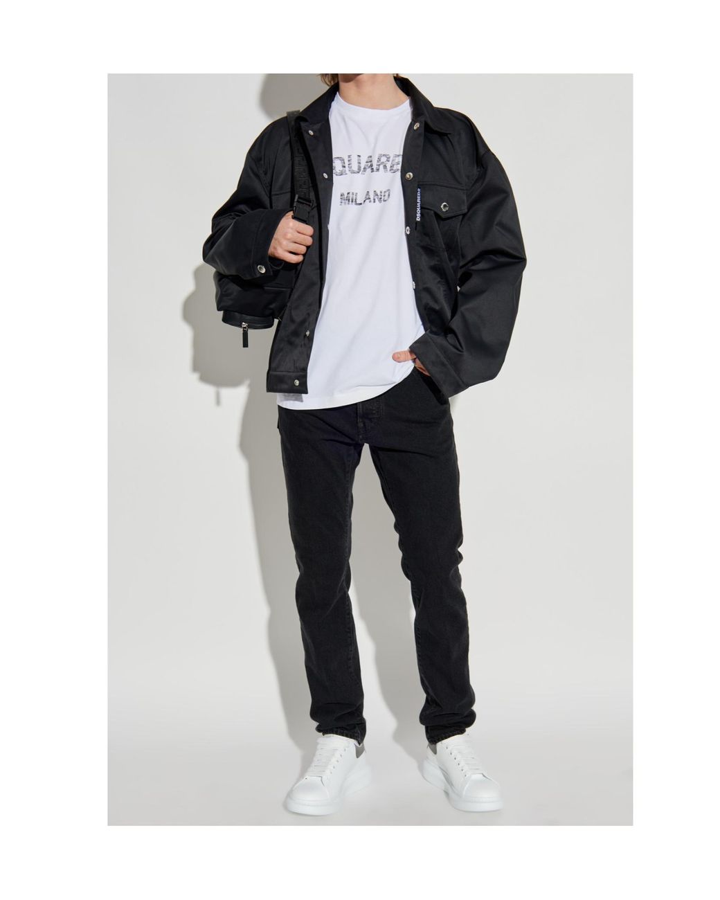 DSquared² Black Logo Patch Skinny Jeans for men