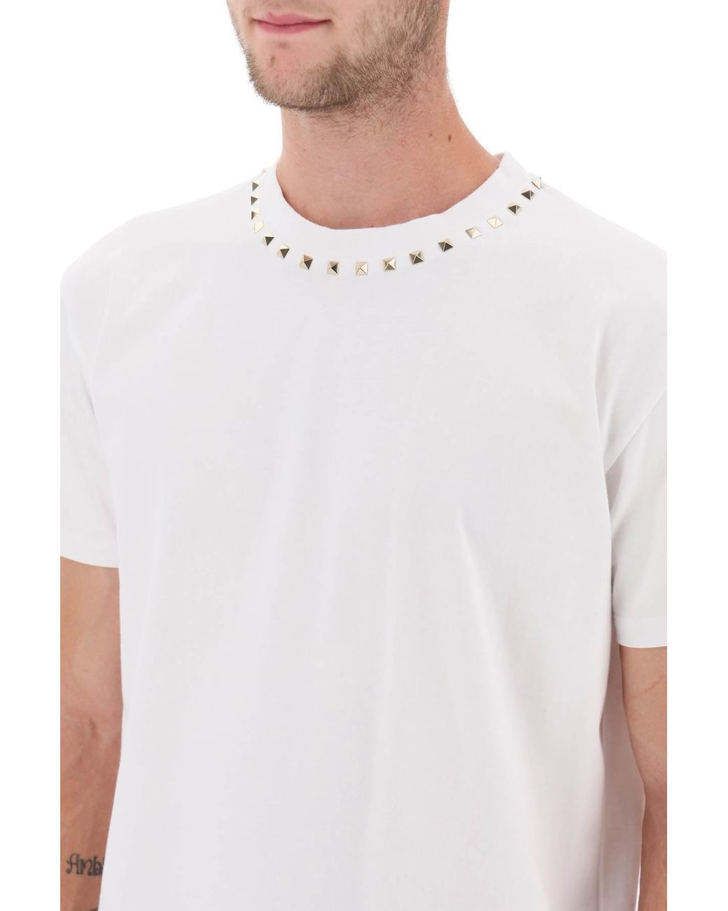Valentino White Untitled Stud Crewneck T-Shirt for men