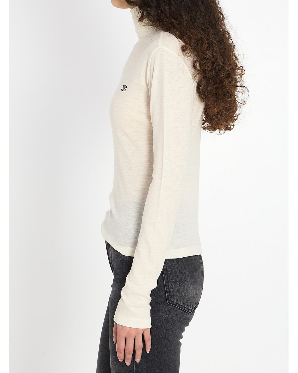 Céline White Turtleneck Top