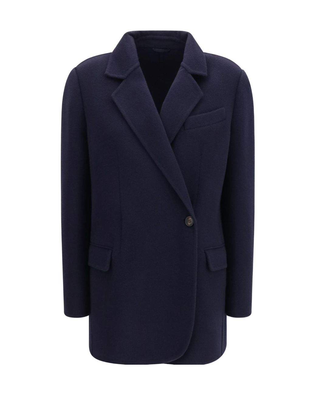 Brunello Cucinelli Blue Single-Breasted Merino Wool Jacket
