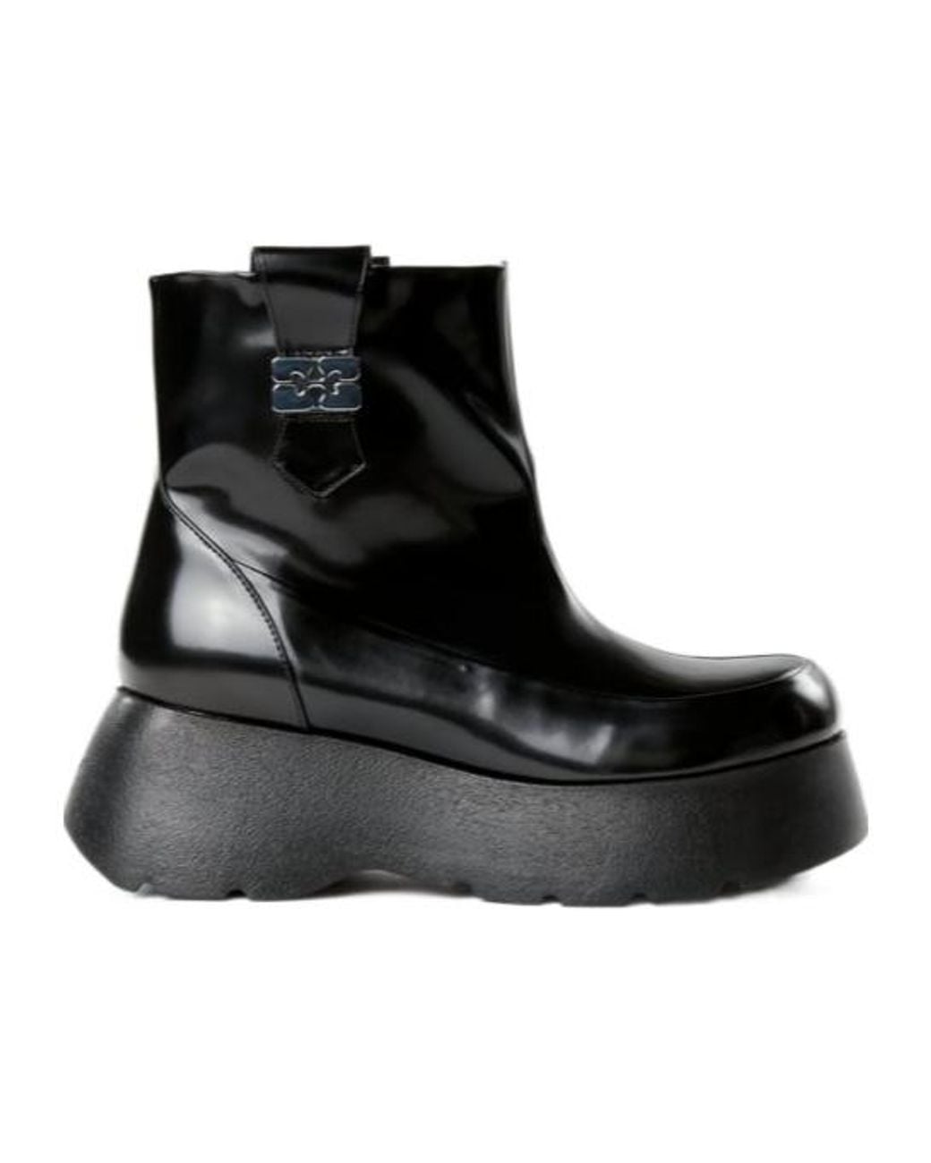 Ganni Black Kat Logo Plaque Ankle Boots