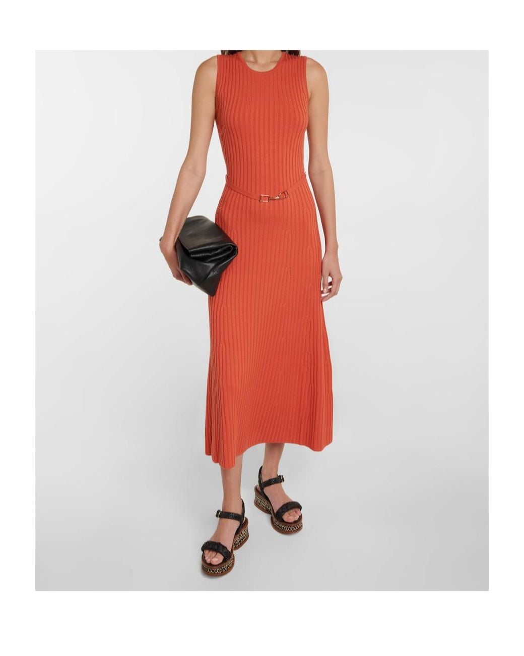 Gabriela Hearst Red Ribbed Knit Midi Dress
