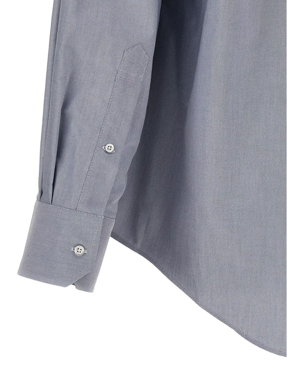 Thom Browne Gray Patchwork Long-Sleeved Shirt for men