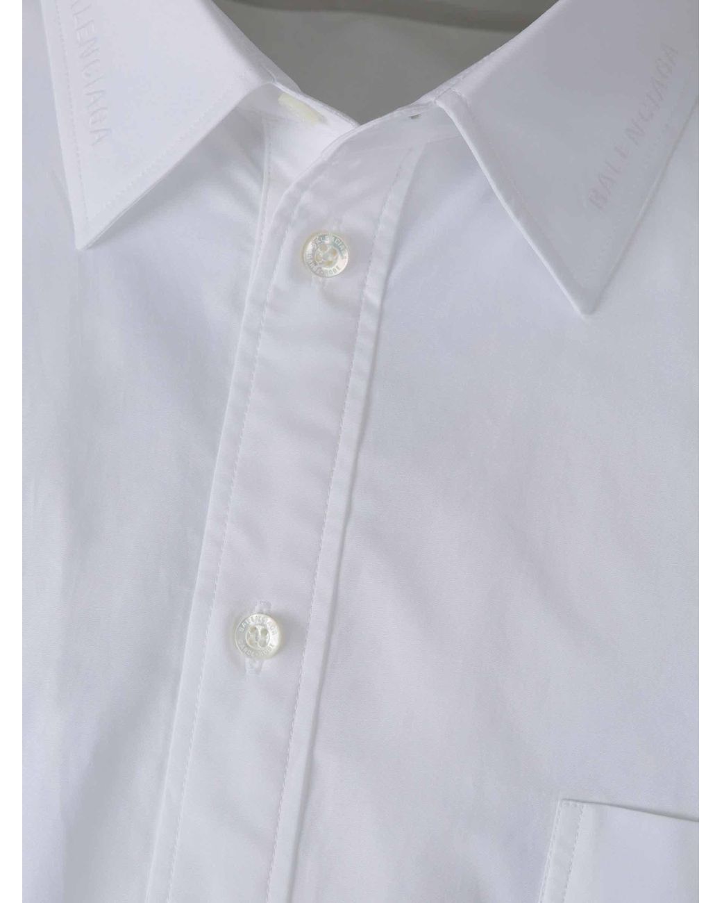 Balenciaga White Chest Pocket Long-Sleeved Shirt