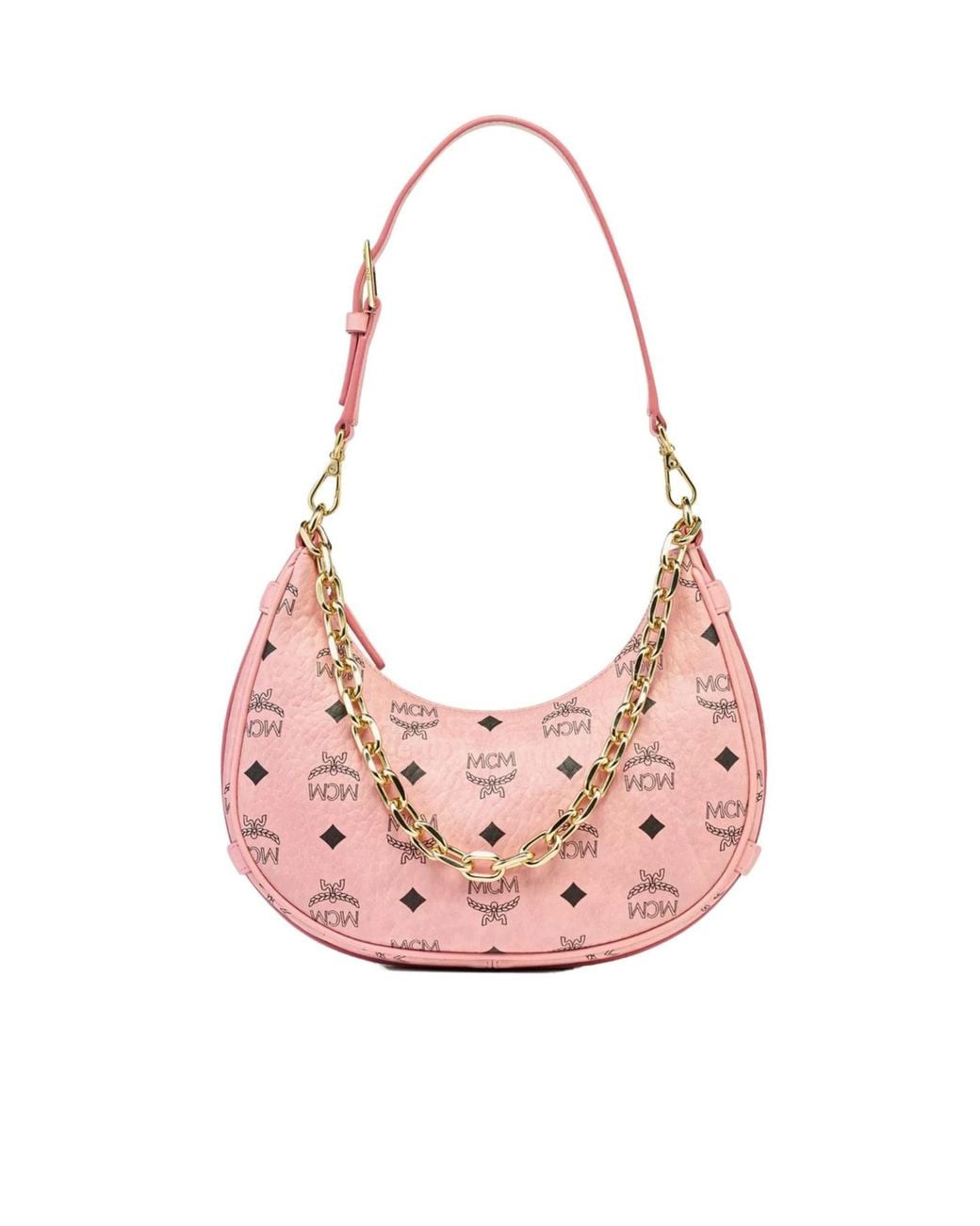 MCM Monogram Printed Zipped Tote Bag in Pink | Lyst