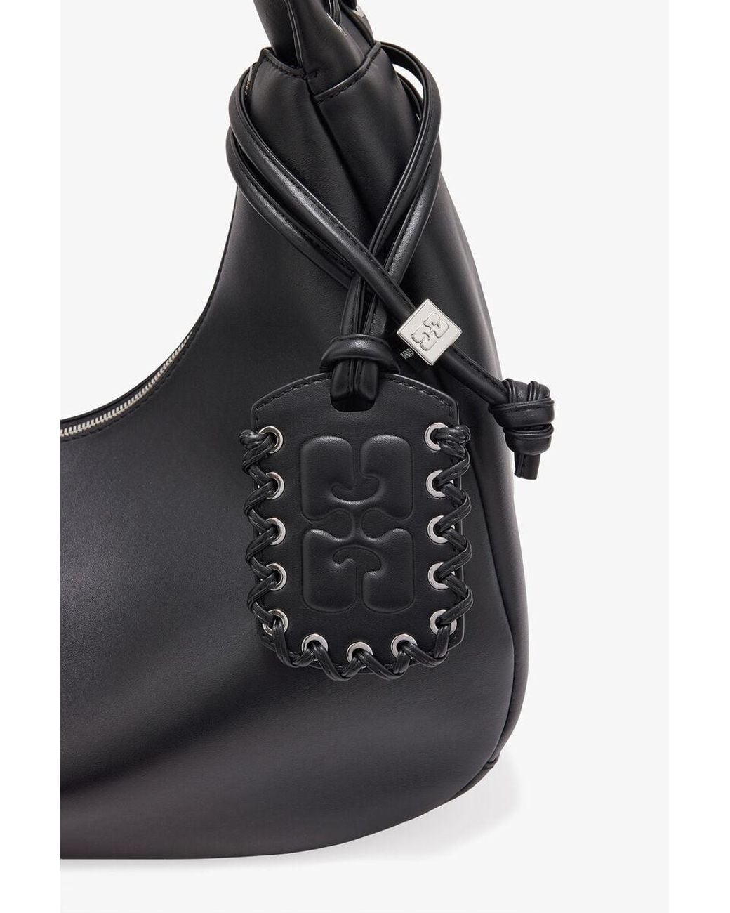 Ganni Black Medium Laces Hobo Bag