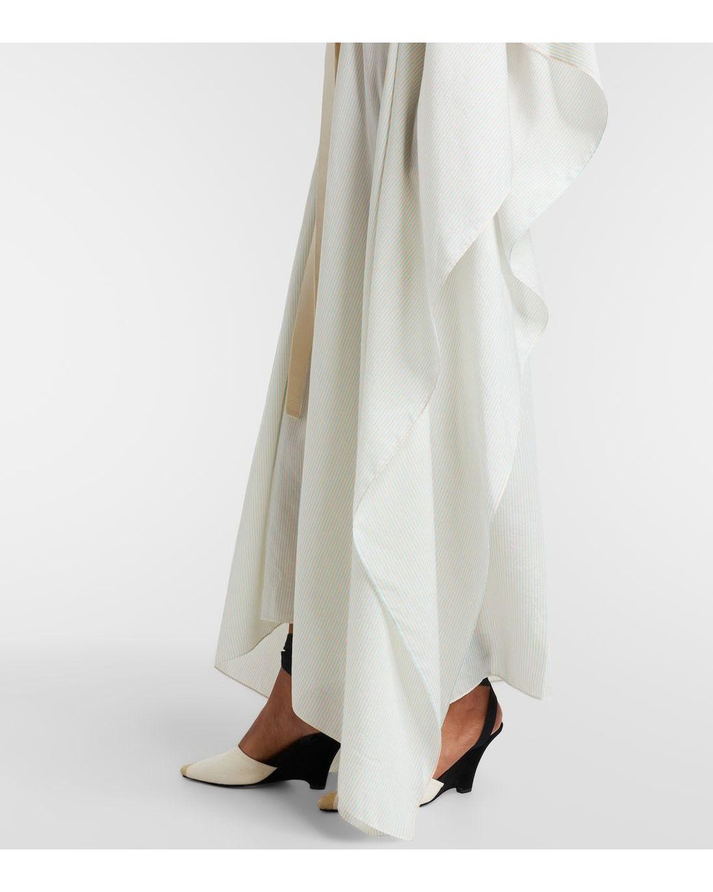 Patou White Striped Pattern Dress