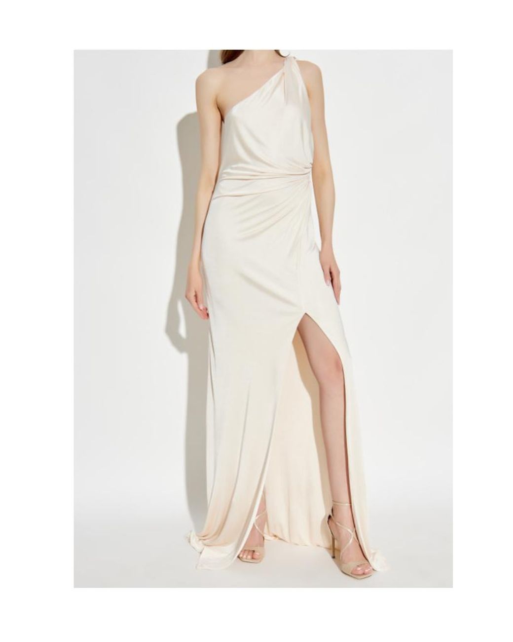 Tom Ford White One-Shoulder Ruched Evening Dress