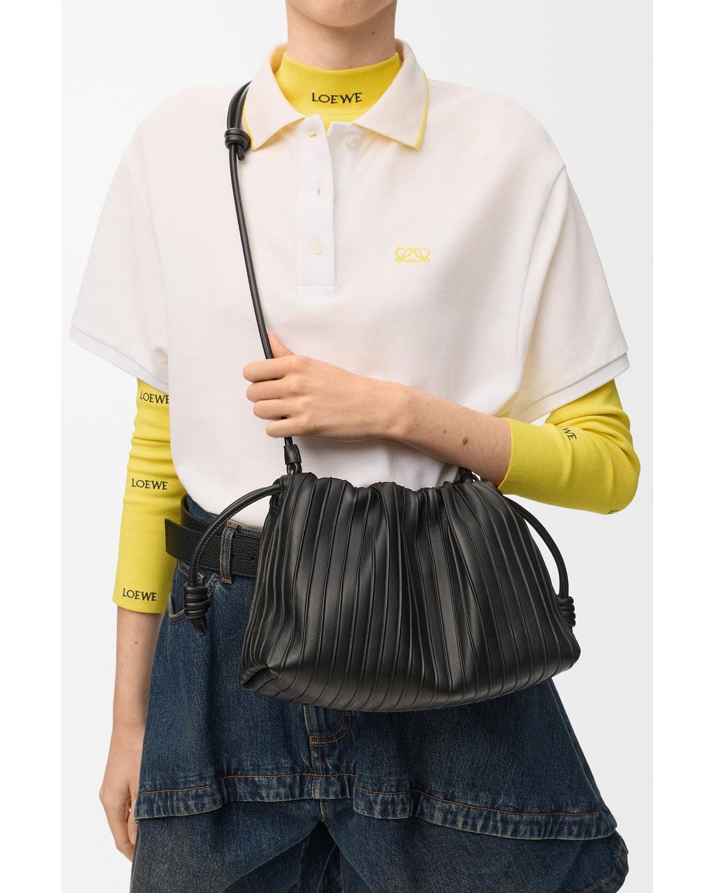 Loewe Black Medium Flamenco Pleats Purse