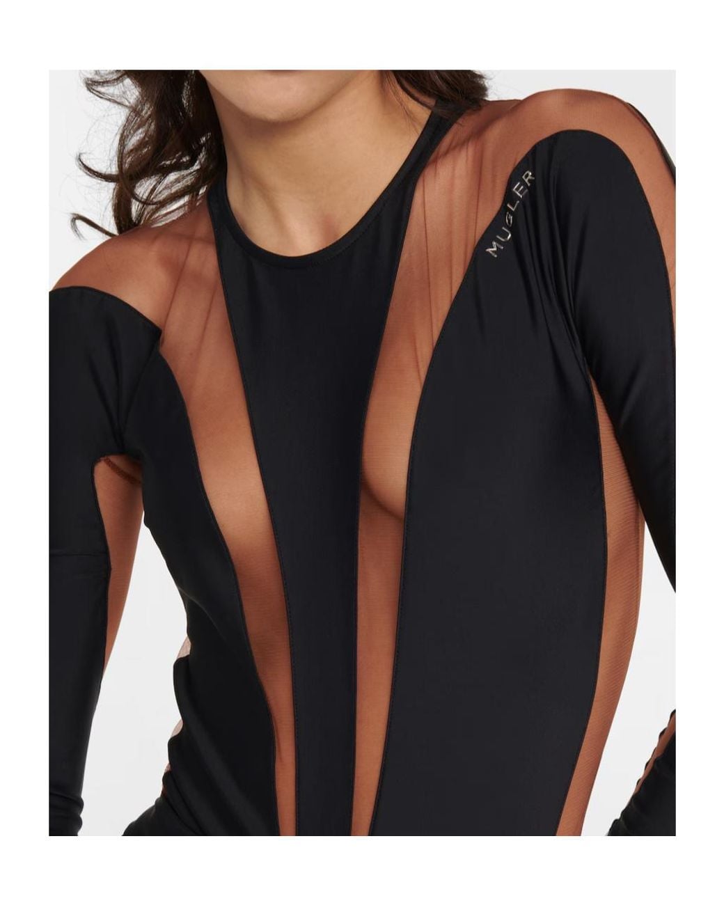 Mugler Black Sewn Long-Sleeve Jumpsuit