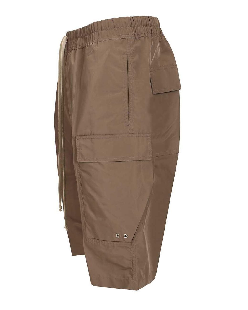 Rick Owens Brown Drawstring Elasticated Waistband Cargo Shorts for men