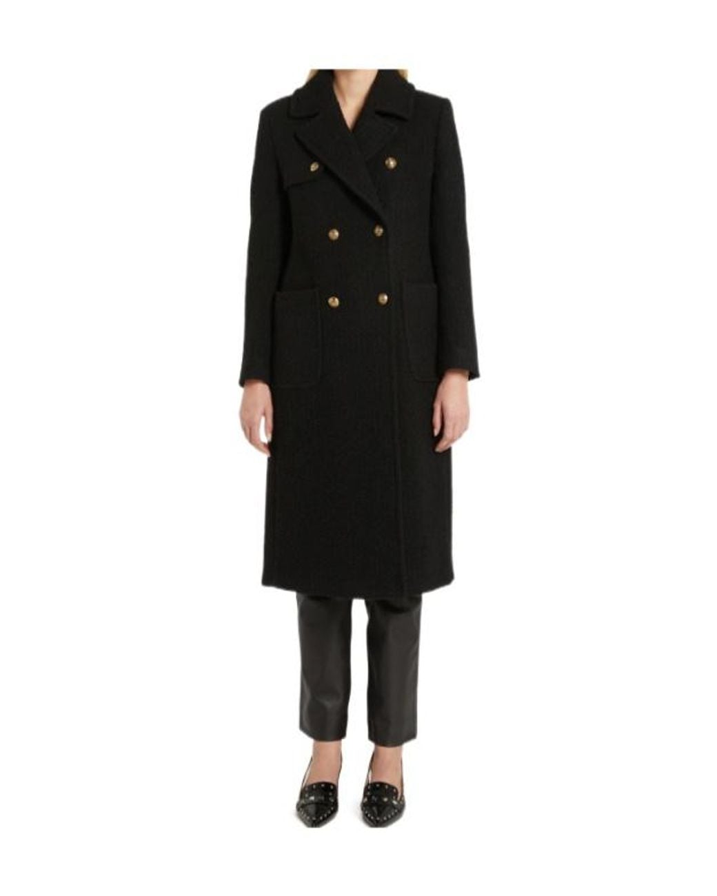 Marella Black Wool Blend Bouclé Coat