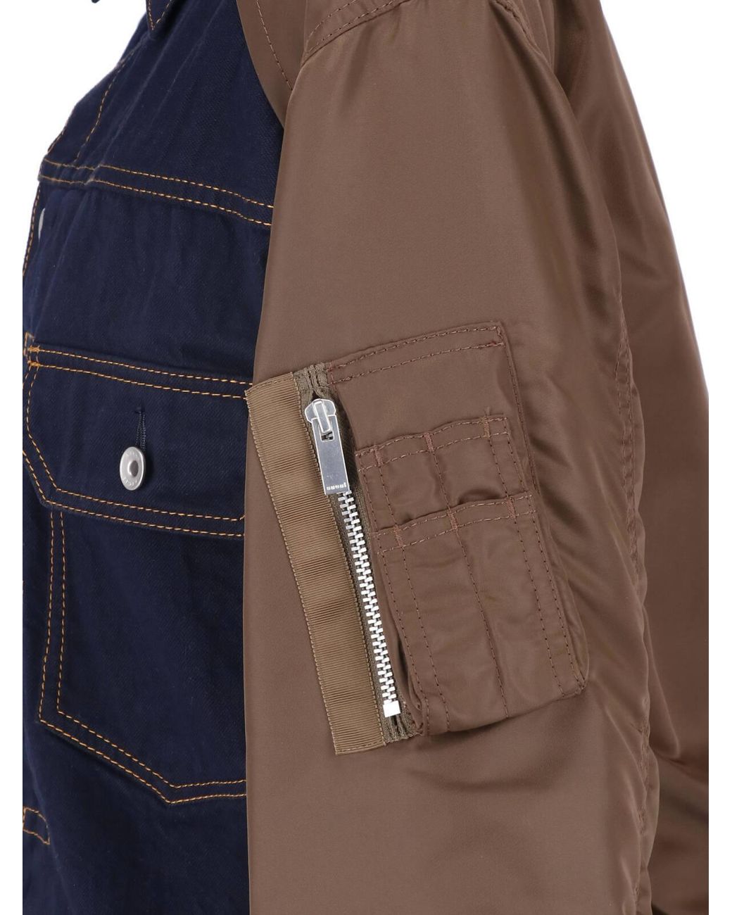 Sacai Blue Panelled Button-Up Jacket