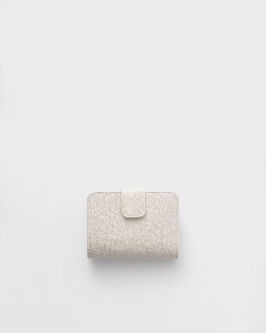Prada White Small Saffiano-Leather Snap Wallet