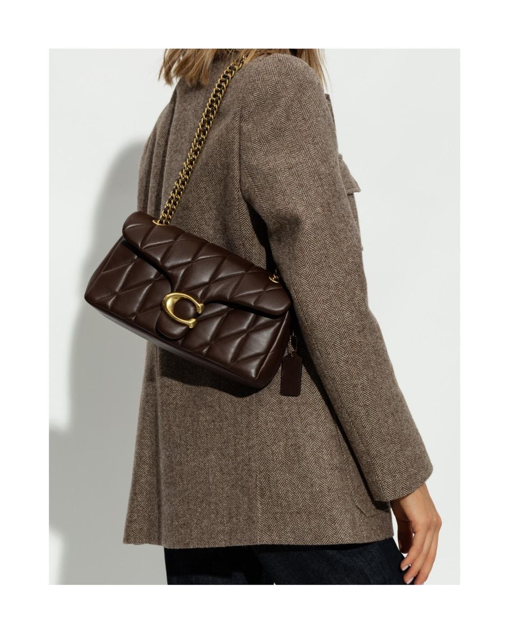 COACH Black Tabby 26 Logo Detailed Shoulder Bag