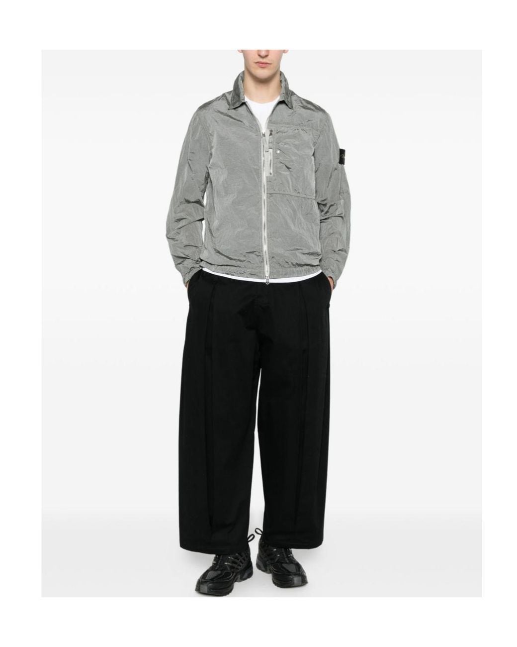 Stone Island Gray Zip-Up Regular-Fit Overshirt for men