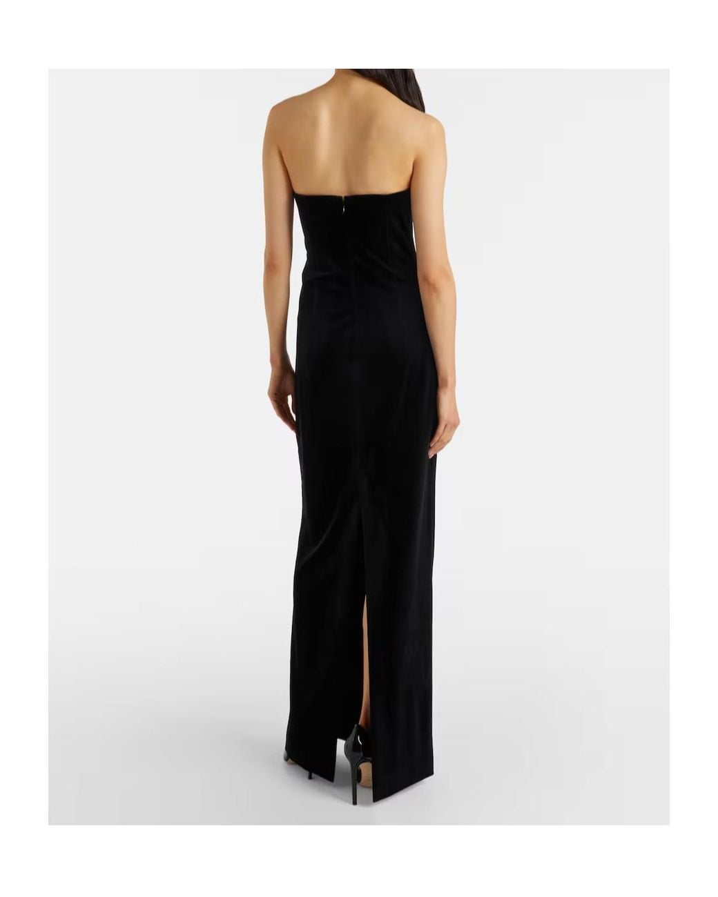 Leo Black Marilyn Cutout Floral-Appliqué Velvet Gown