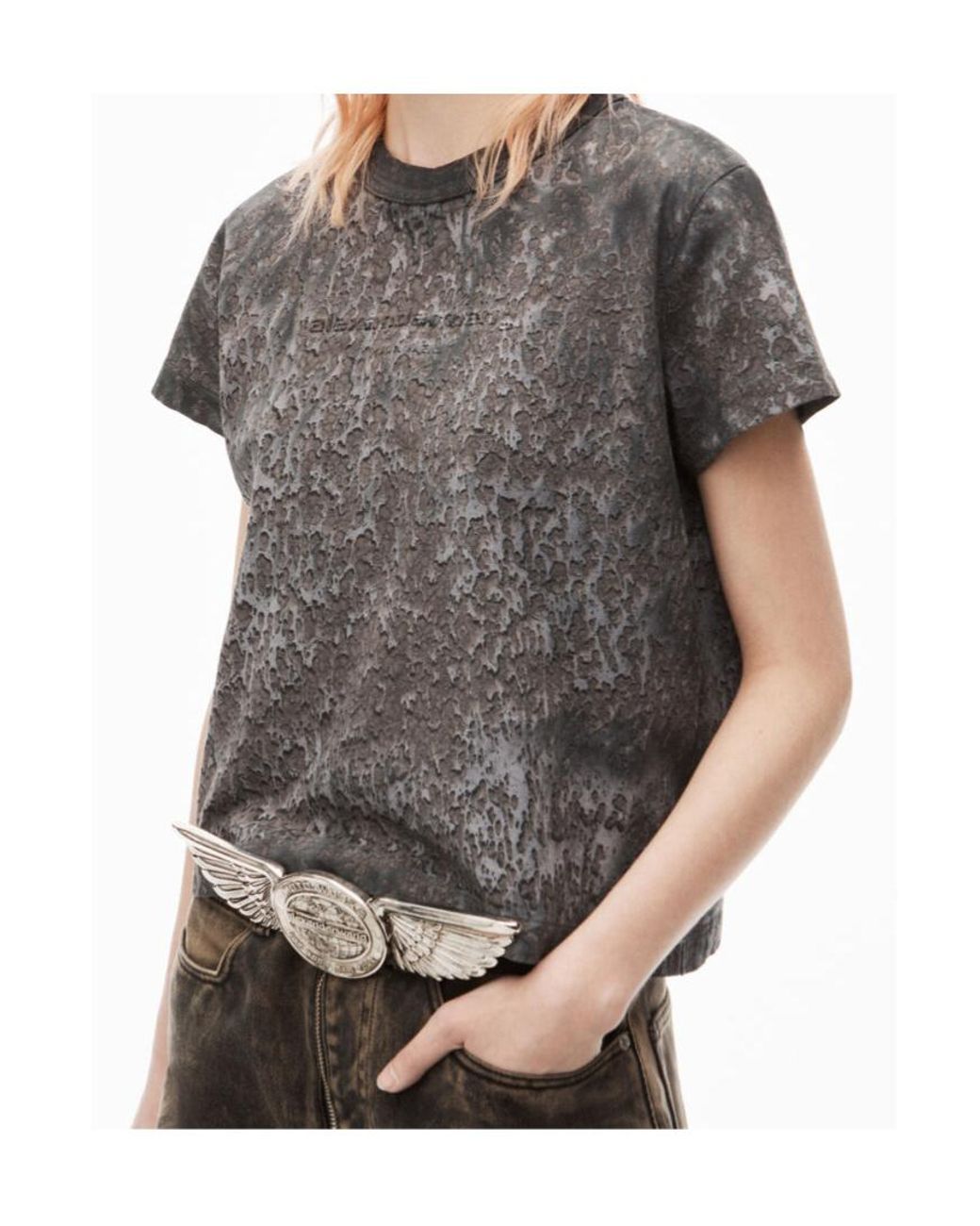 Alexander Wang Gray Splatter-Wash Crewneck T-Shirt