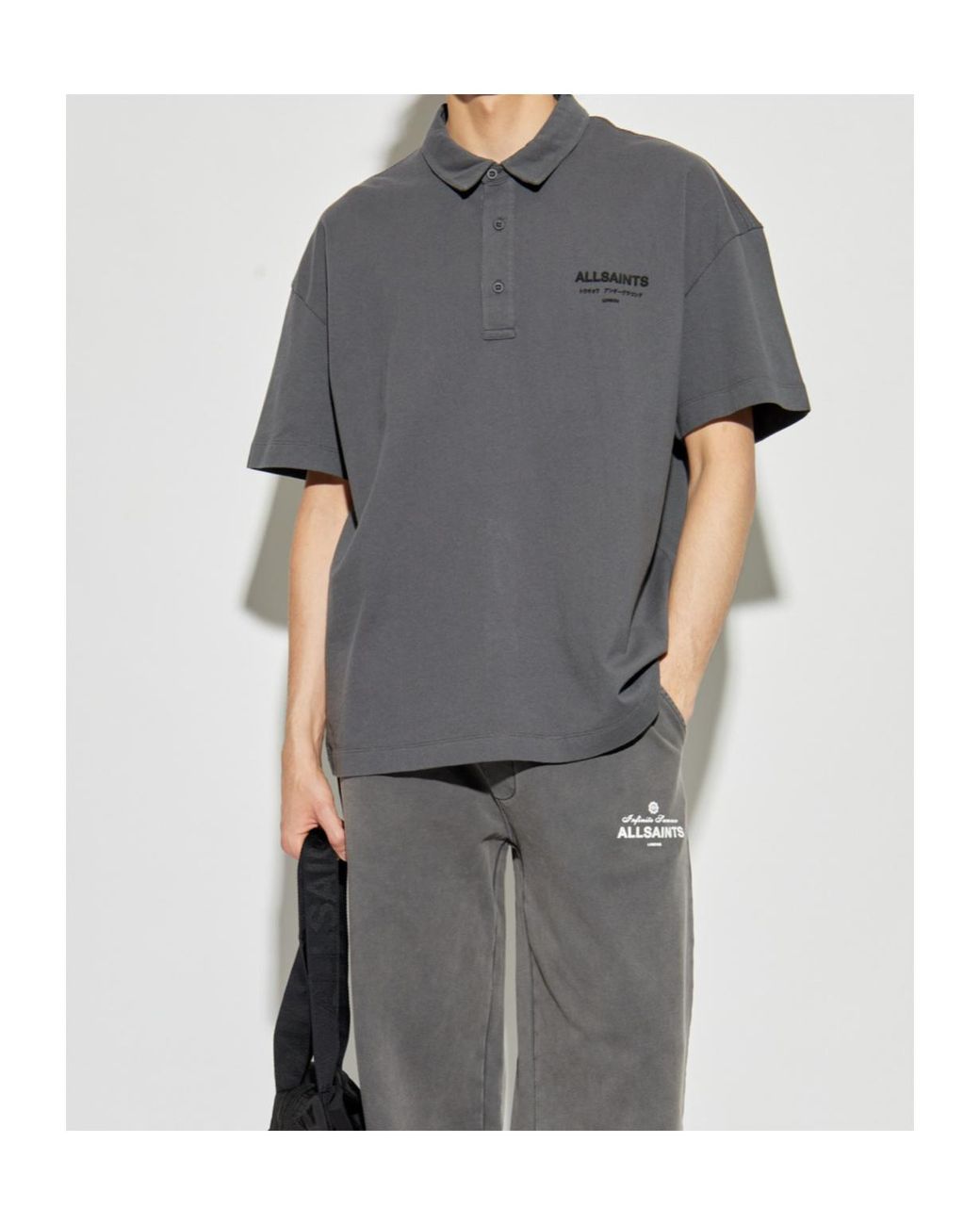 AllSaints Gray Logo Polo Shirt for men