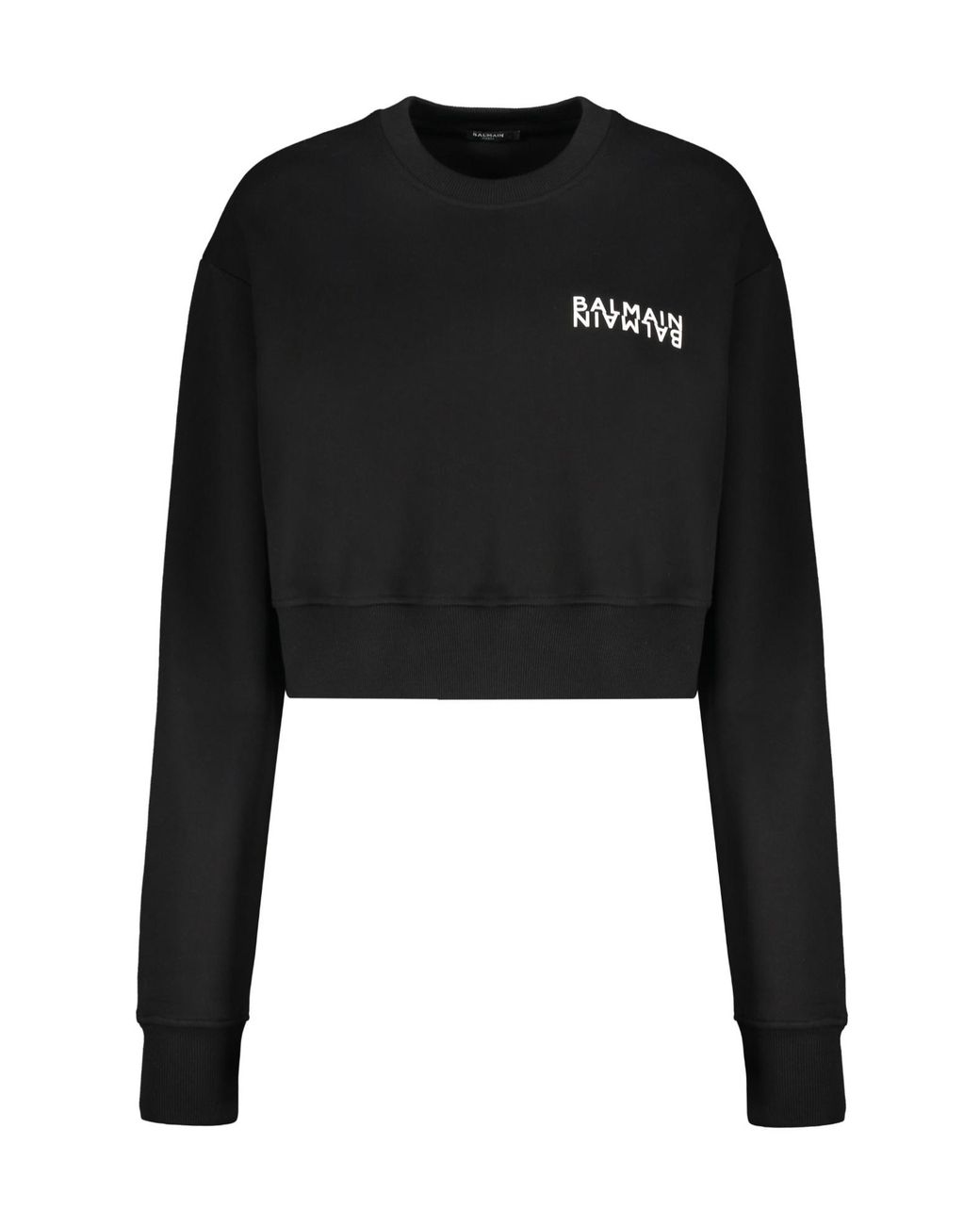 Balmain Black Logo Cropped Sweatshirt