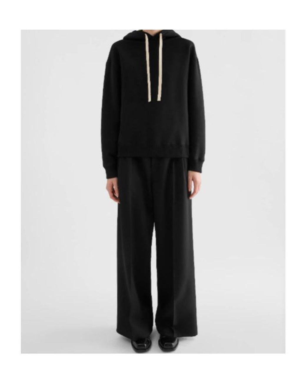 Jil Sander Black Cotton Terry Hooded Sweatshirt