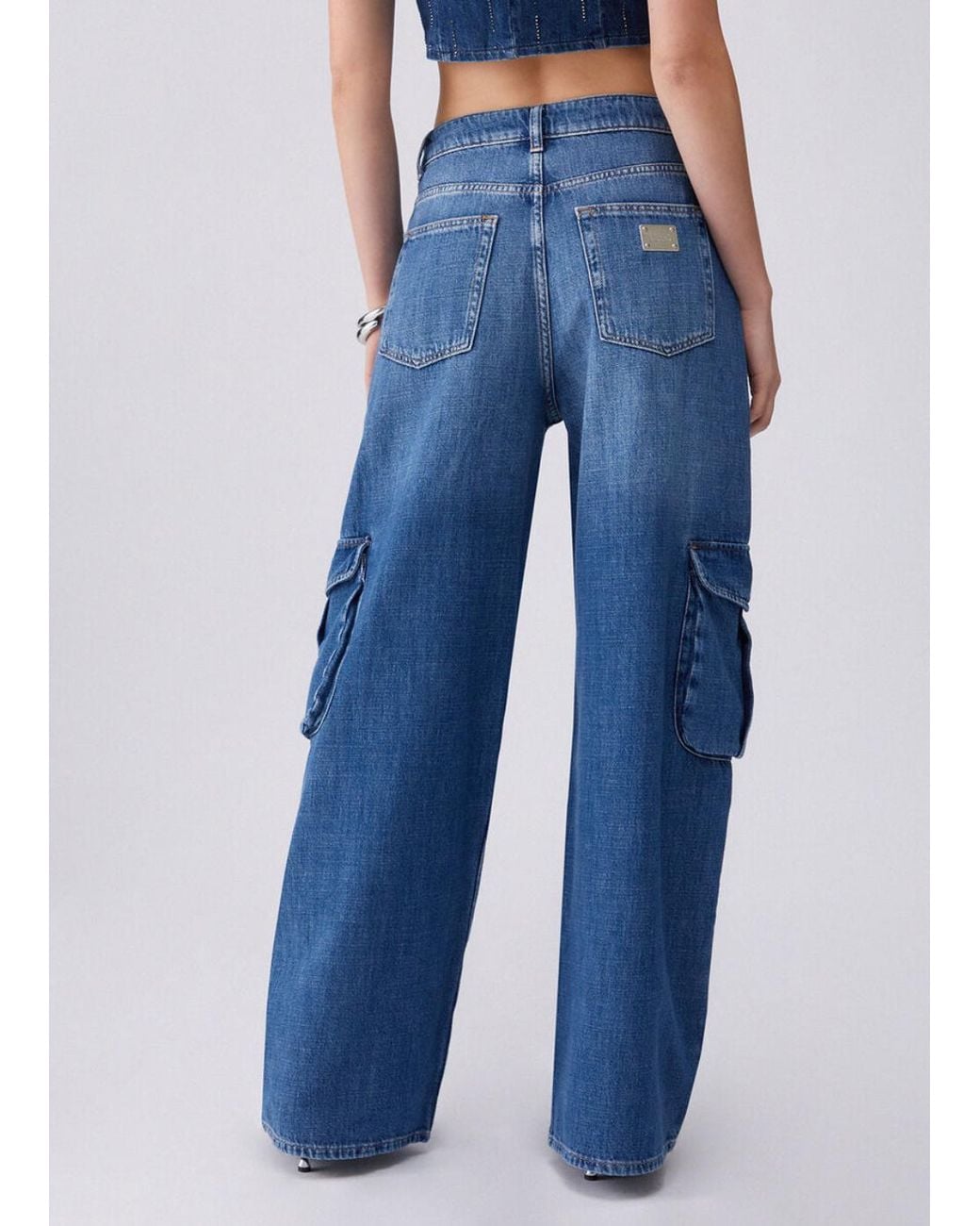 Liu Jo Blue Cargo-Pocket Straight-Leg Jeans