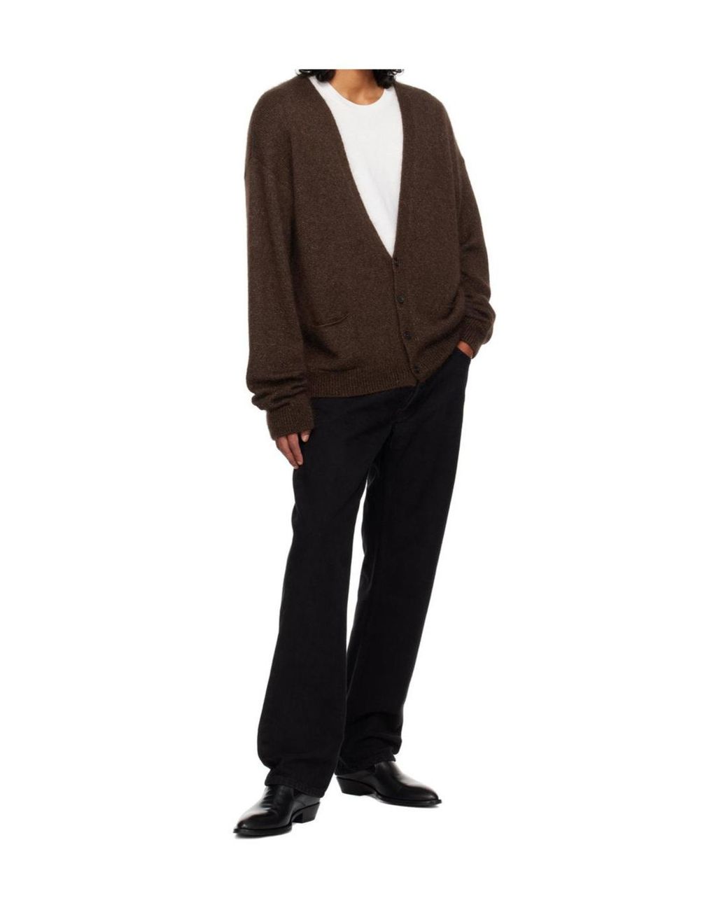 The Row Brown V-Neck Cardigan for men