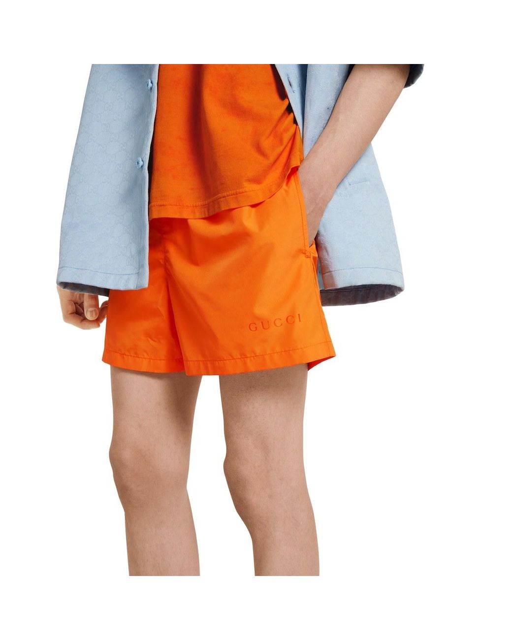 Gucci Orange Technical Poplin Swim Shorts for men