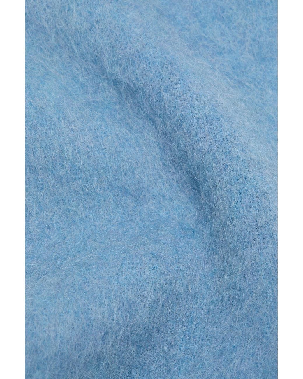 Acne Blue Logo Patch Fringed Edge Scarf