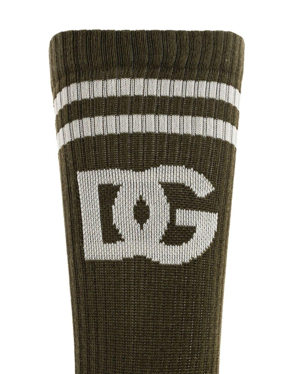 Dolce & Gabbana White Striped Logo Socks for men