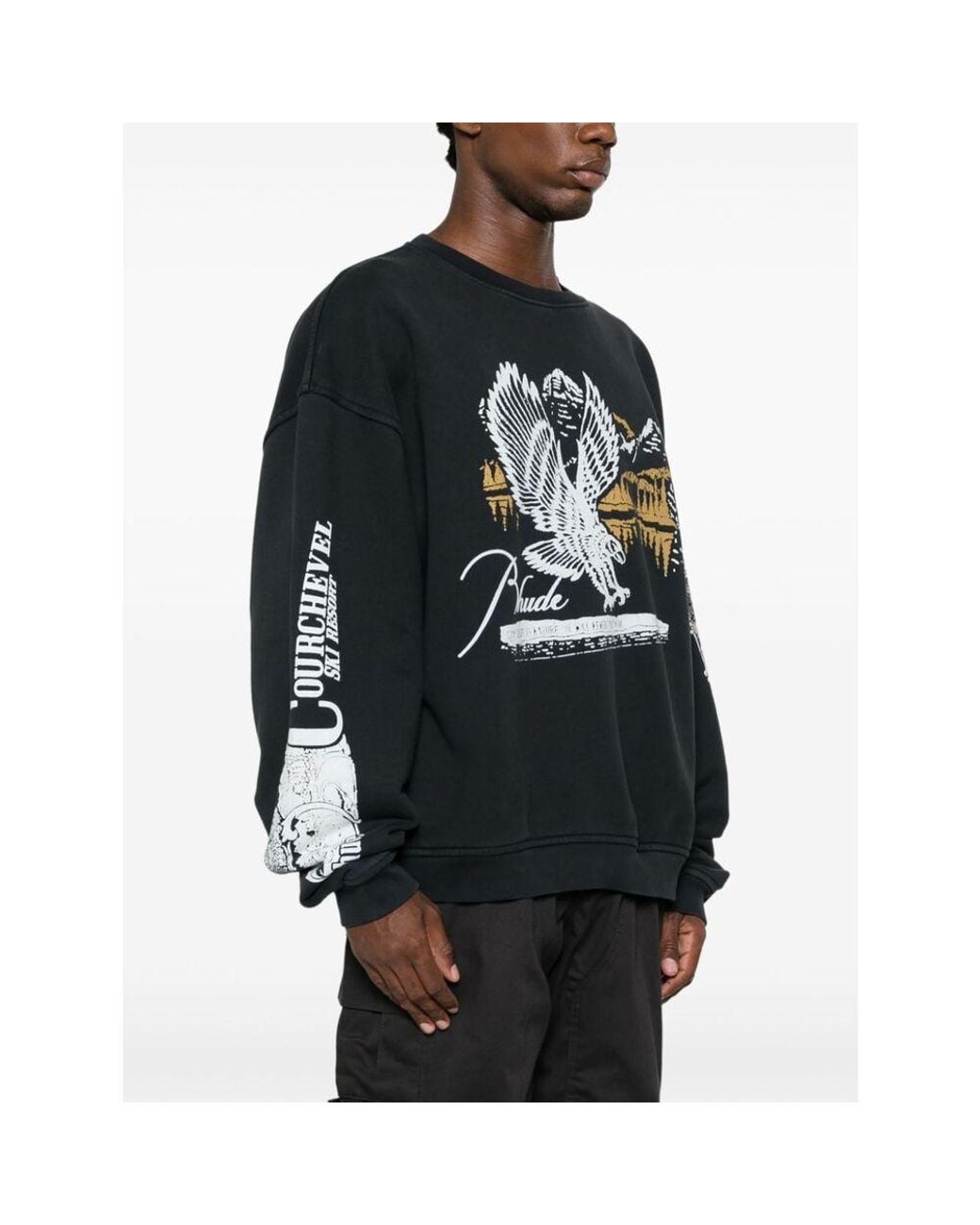Rhude Blue Graphic-Print Cotton Sweatshirt for men