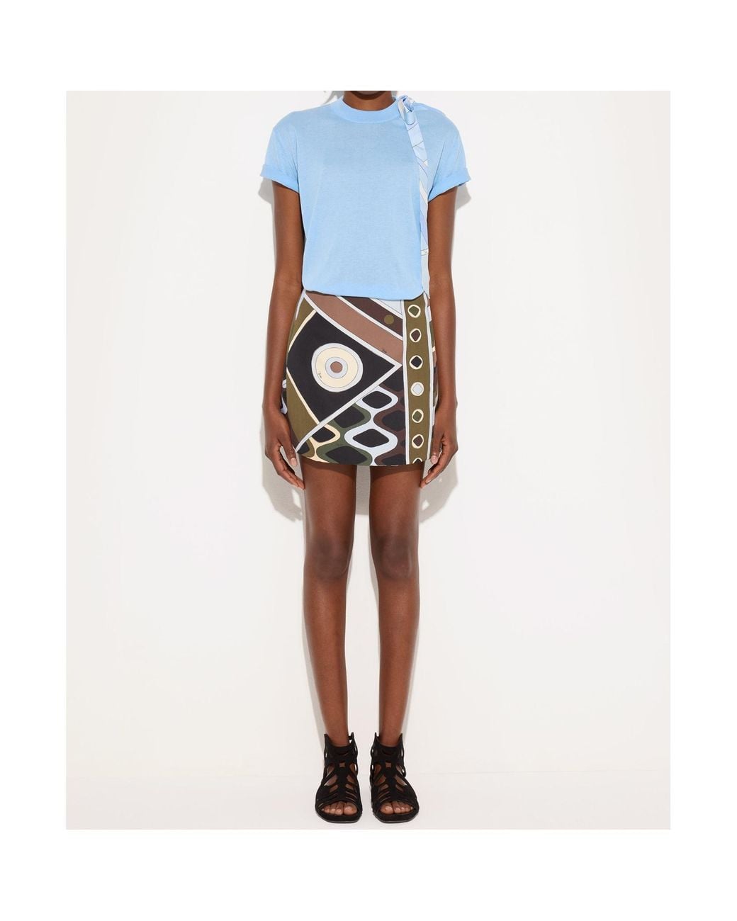 Emilio Pucci Blue Lace-Up Detail T-Shirt