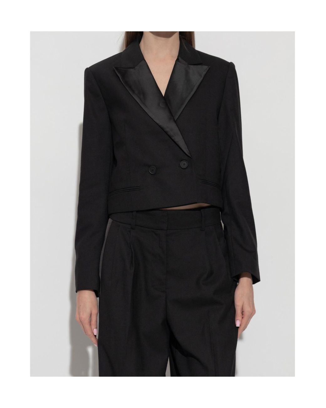 AllSaints Black Noa Cropped Blazer