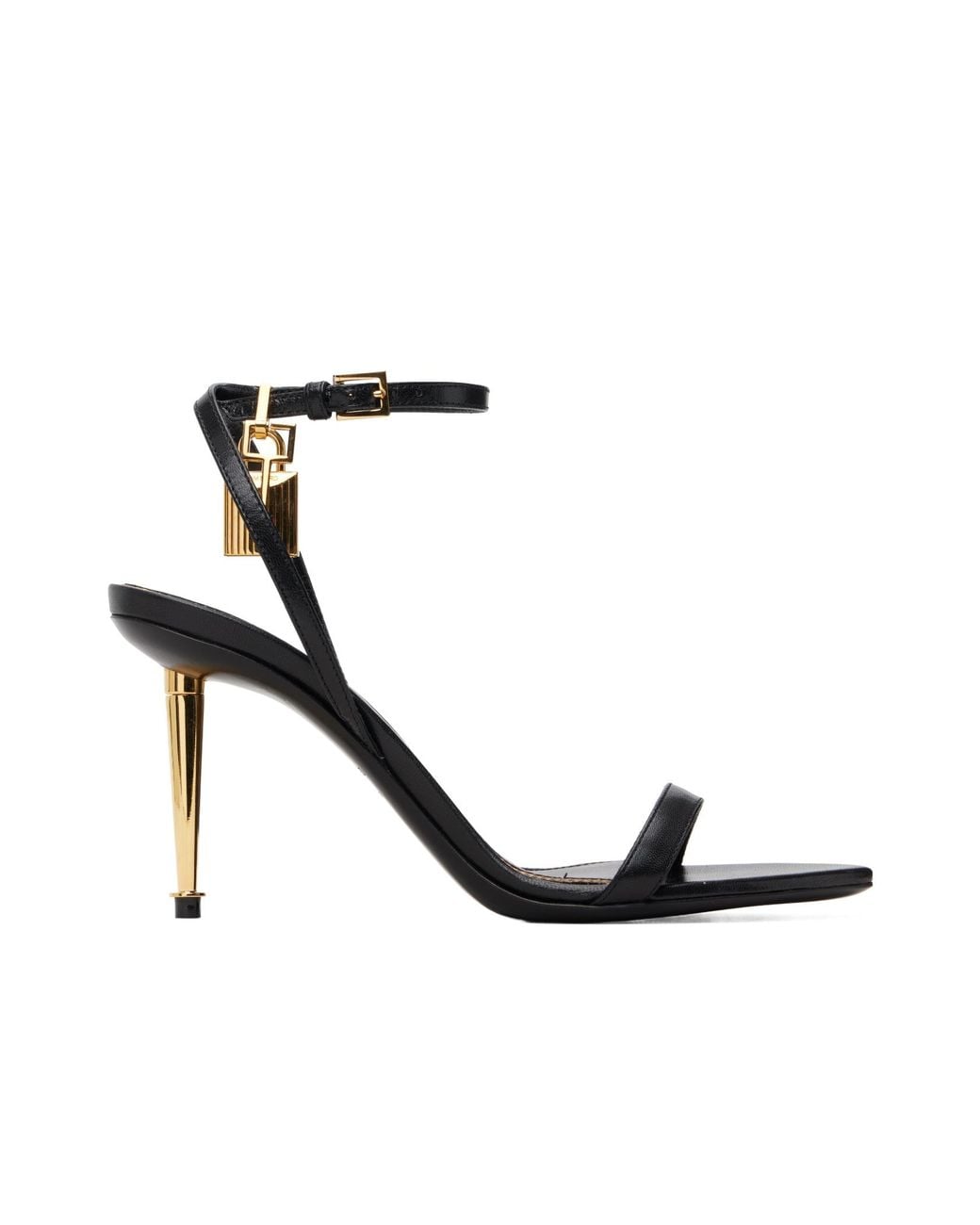 Tom Ford White Padlock Stiletto Heeled Sandals