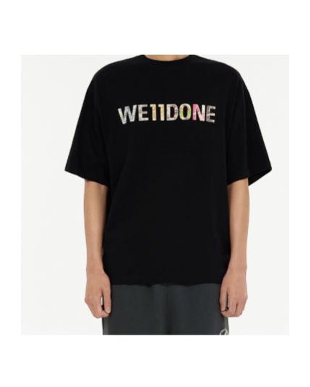 we11done Black Patchwork T-Shirt for men