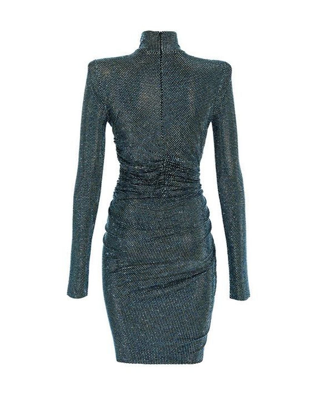 Alexandre Vauthier Blue Rhinestone Trimmed Dress