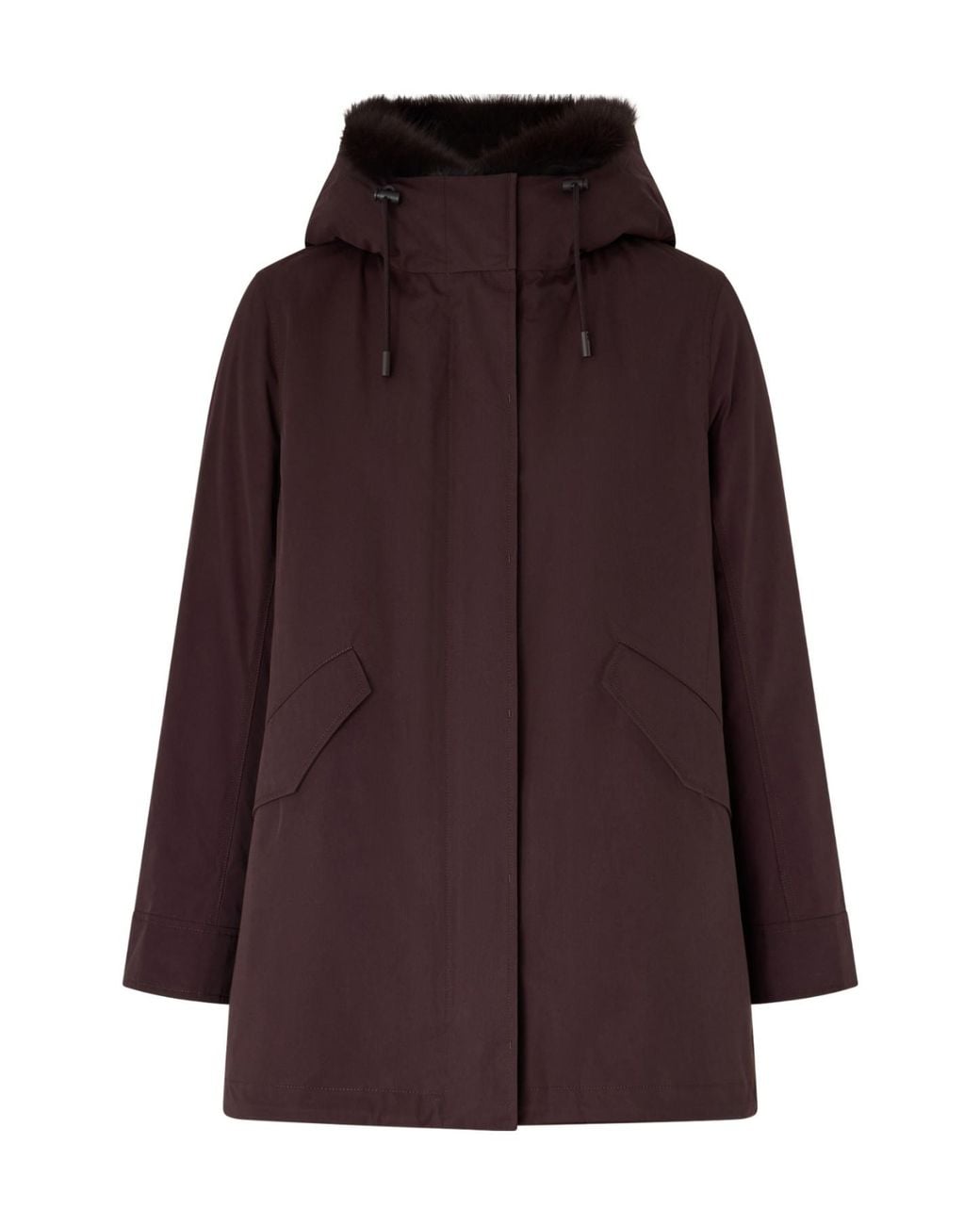 Yves Salomon Purple Long Parka With Pockets