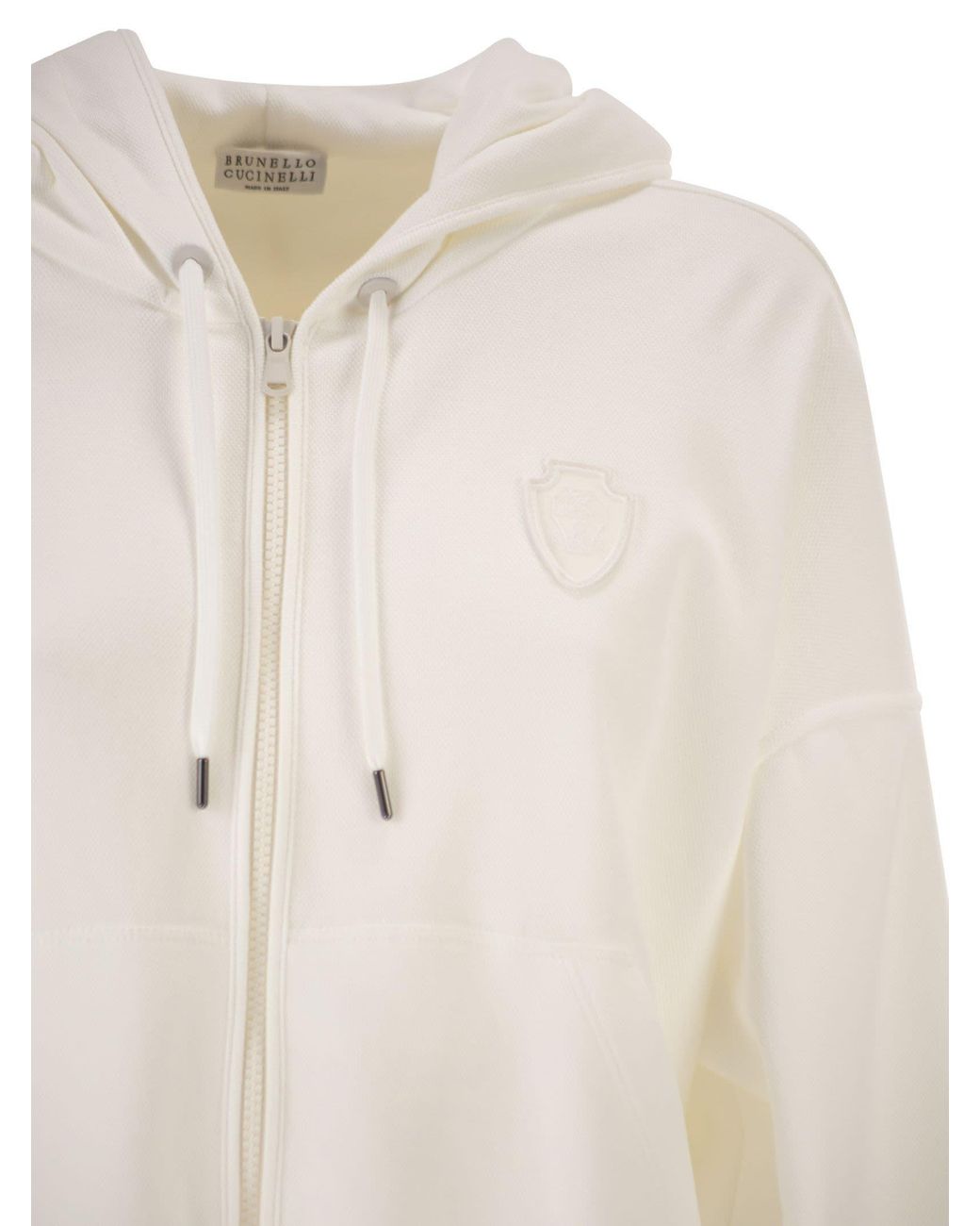 Brunello Cucinelli White Logo Patch Hoodie